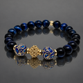 Bracelet Luxe Mixte Œil de Faucon Bleu et Plaqué Or – 17 à 17,5 cm