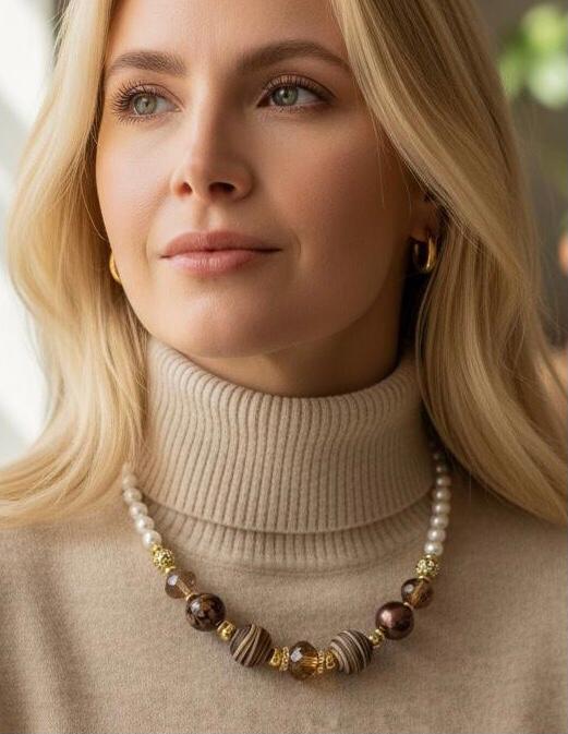 Collier en perles naturelles, cristal et perles fantaisie 2244