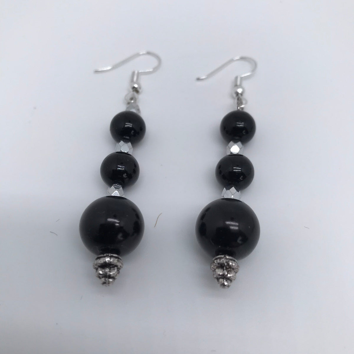 Boucles d'oreilles obsidienne noire 3020