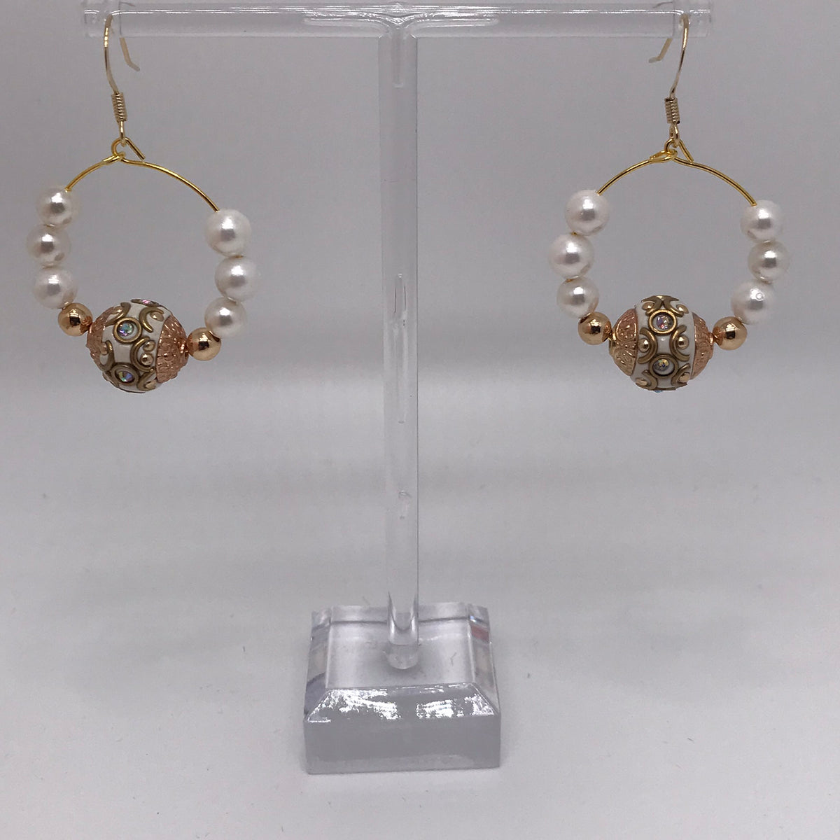 Boucles d'oreilles créoles perles et perles indonésiennes 3023