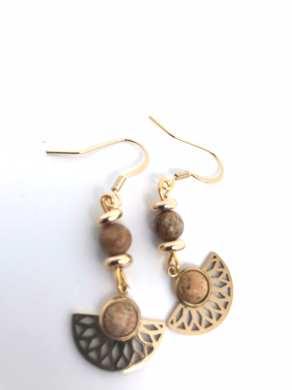 Boucles d'oreilles longues en jaspe naturel 3015