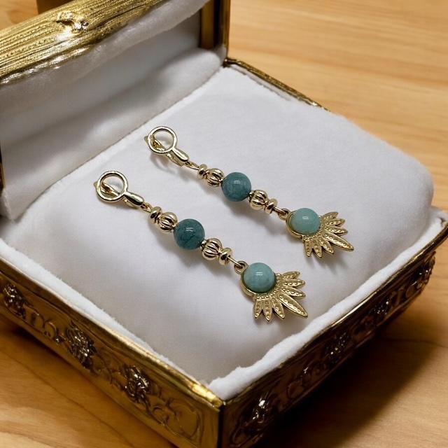 Boucles d'oreilles larimar et agate 3063