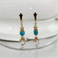 Boucles d'oreilles crisal et turquoise 3089