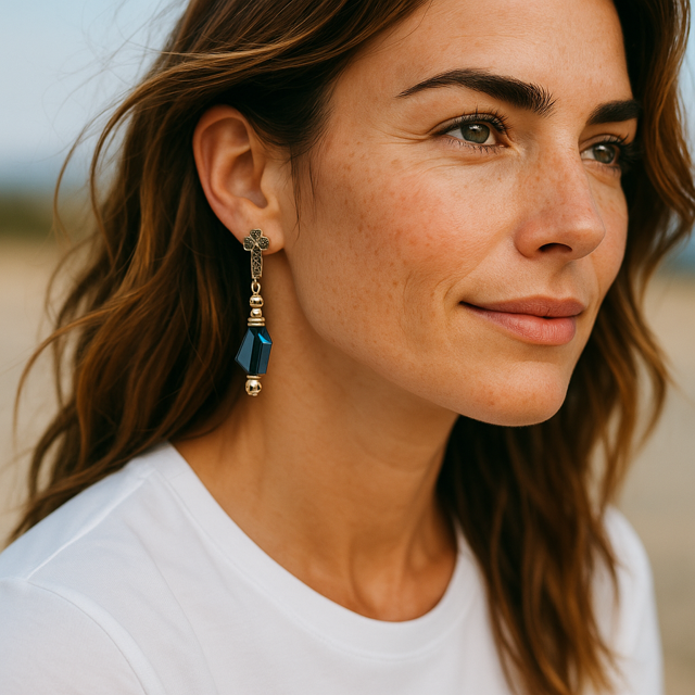 Boucles d'oreilles en cristal et plaqué or 18K 3101