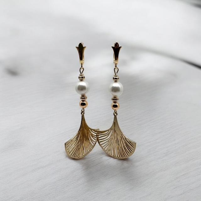 Boucles d'oreilles perles et argent plaqué or 3058