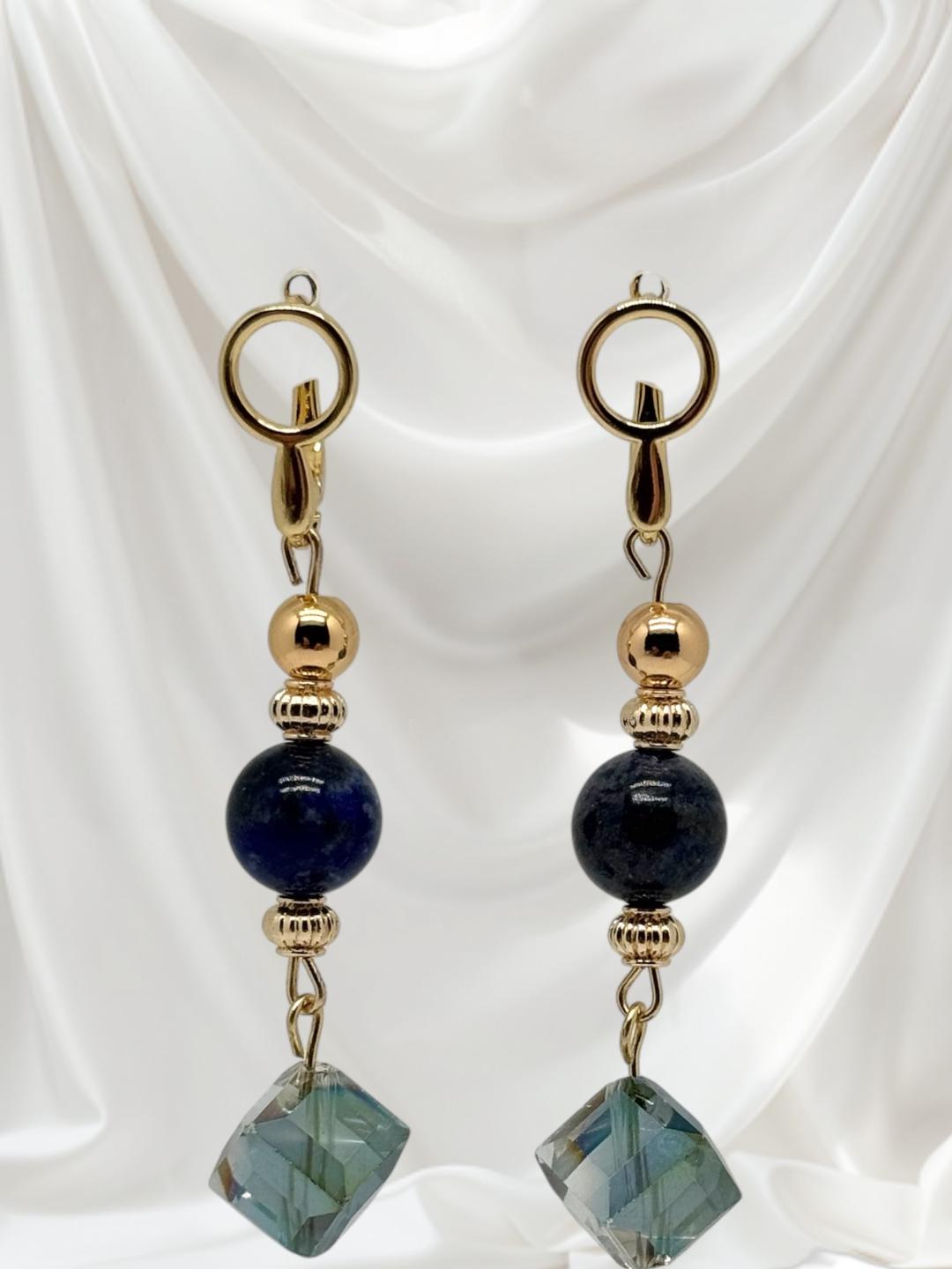 Boucles d'oreilles lapis-lazuli et cristal 3053