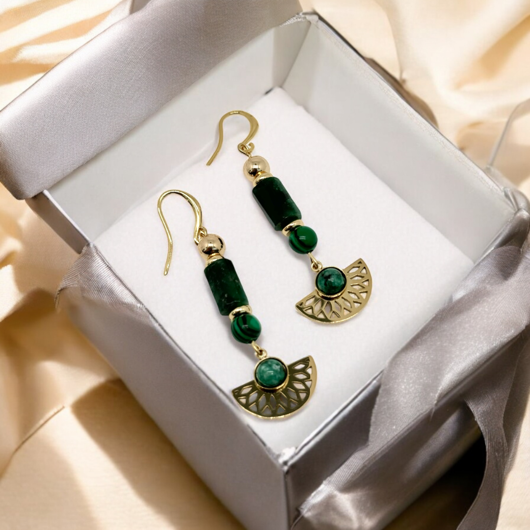 Boucles d'oreilles malachite 3044