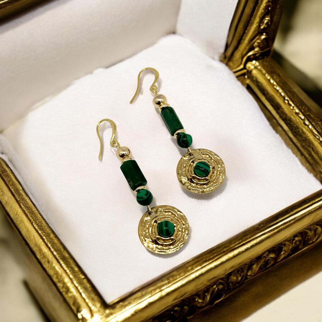 Boucles d'oreilles en malachite 3045