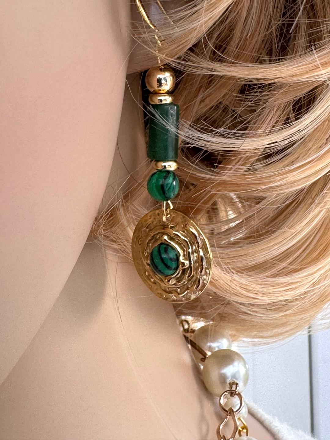 Boucles d'oreilles en malachite 3045