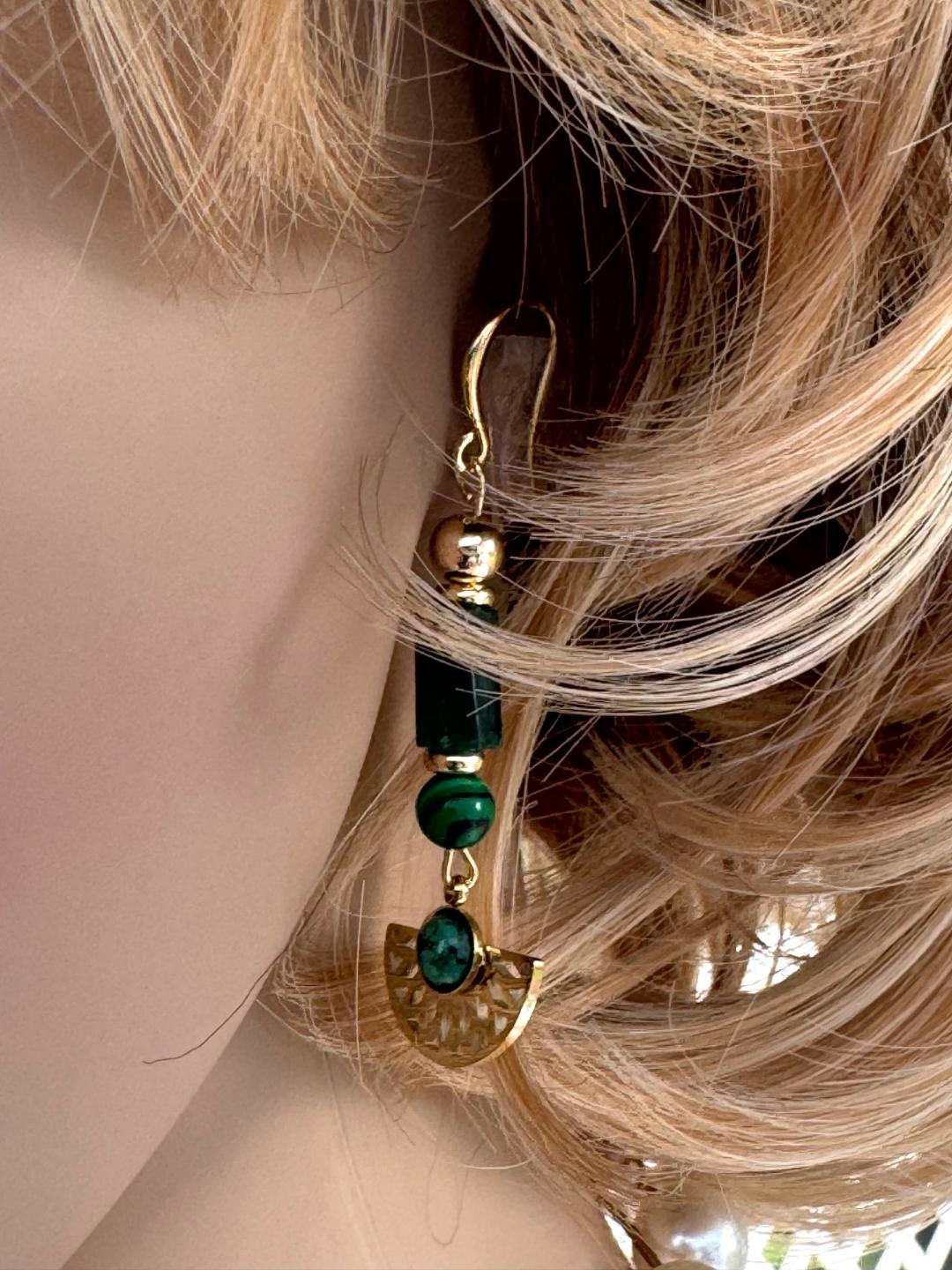 Boucles d'oreilles malachite 3044