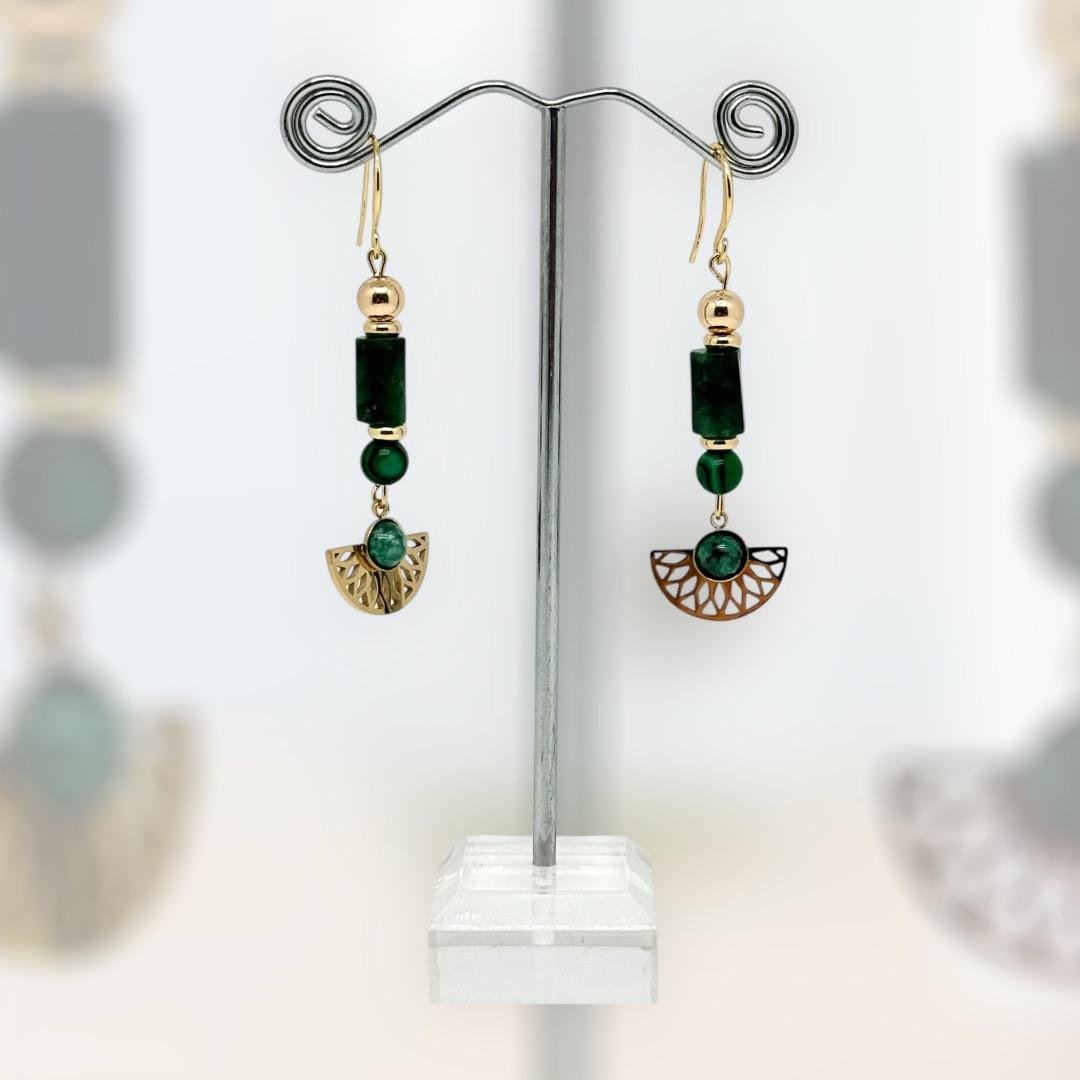 Boucles d'oreilles malachite 3044