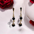 Boucles d'oreilles obsidienne et cristal 3068