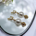 Boucles d'oreilles perle et argent plaqué-or 18K 3077