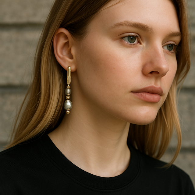 Boucles d'oreilles en perles grises 3094