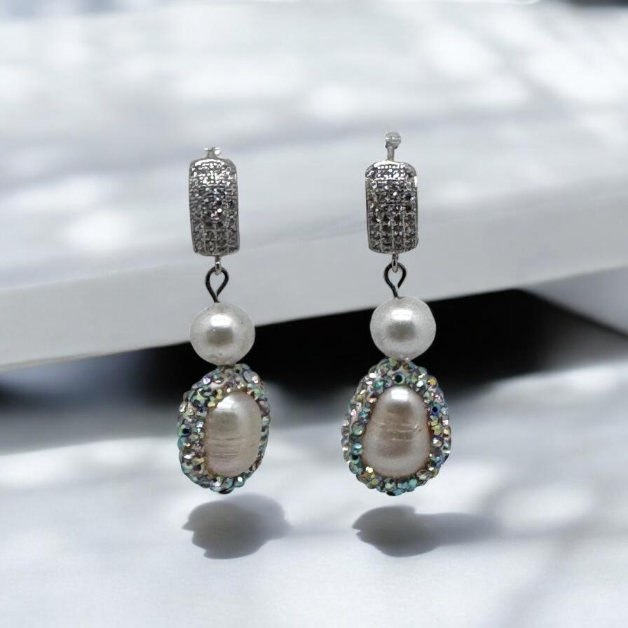 Boucles d'oreilles perle baroque et argent 3091