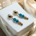 Clips d'oreilles turquoise et cristal 3073