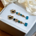 Clips d'oreilles cristal et turquoise 3072