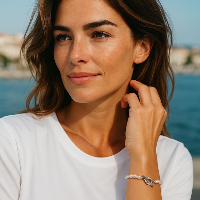 Bracelet en perles d'eau douce blanches 1177