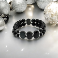 Bracelet double rangs obsidienne 1137
