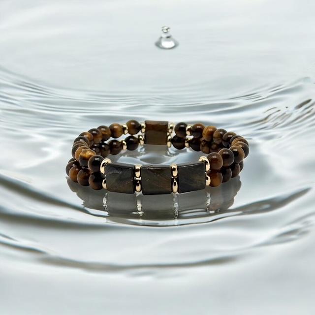 Bracelet double rangs en oeil de tigre 1139