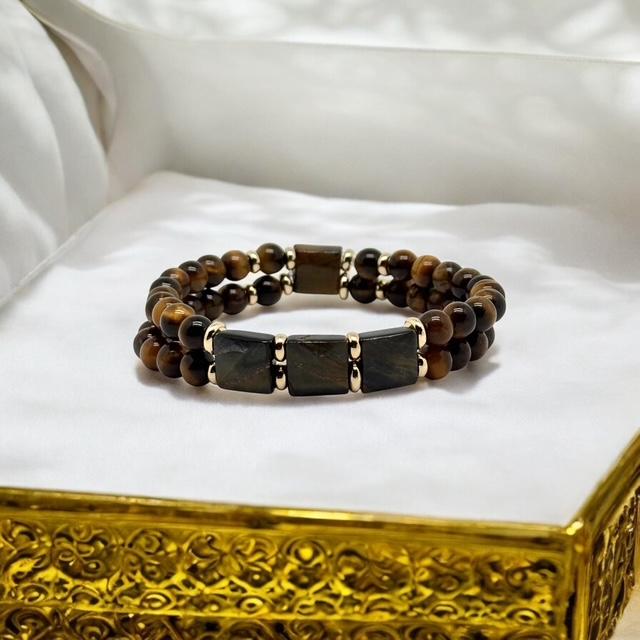 Bracelet double rangs en oeil de tigre 1139