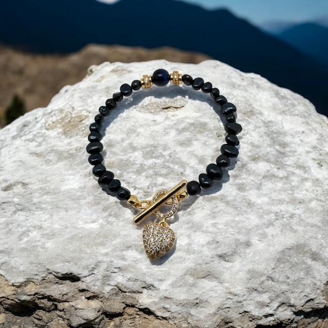 Bracelet perles baroques bleues nuit 1181