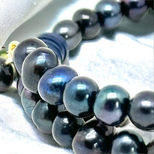 Bracelet perles d'eau douce noires naturelles Bracelet perles d'eau douce noires naturelles