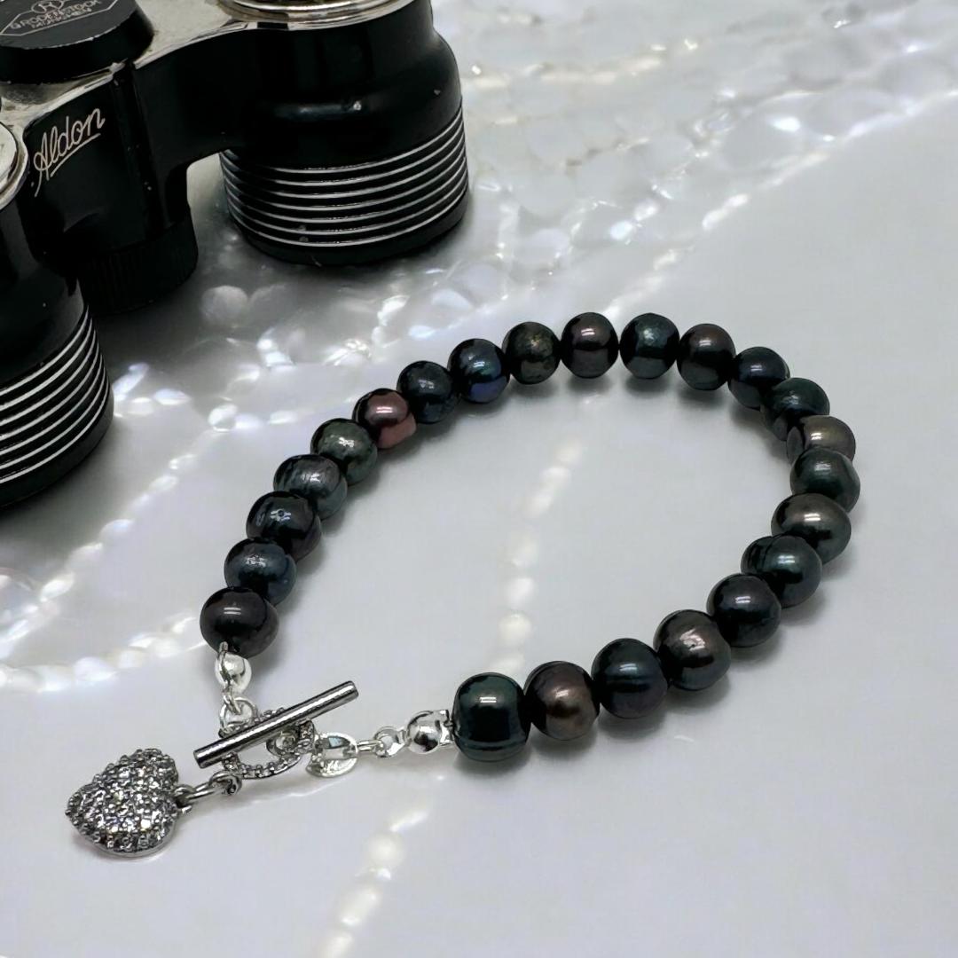 Bracelet perles d'eau douce noires 1115 bis