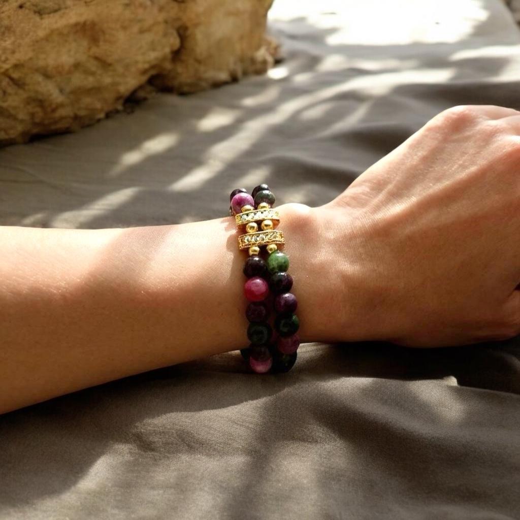 Bracelet double rangs en rubis zoisite 1191