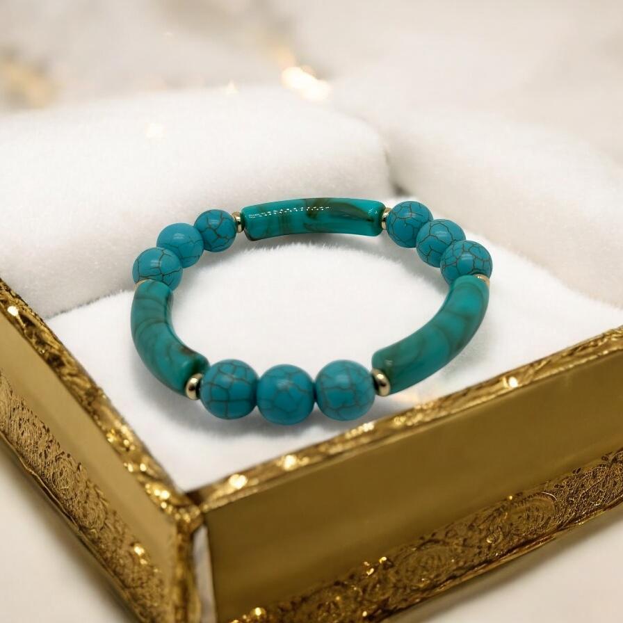 Bracelet howlite turquoise et bakélite 1166