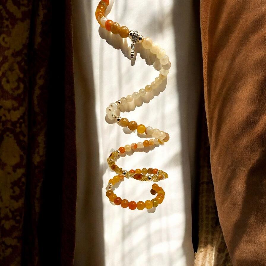 Bracelet manchette aventurine orange naturelle 1171