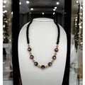 Collier en obsidienne naturelle et perles peintes 2201