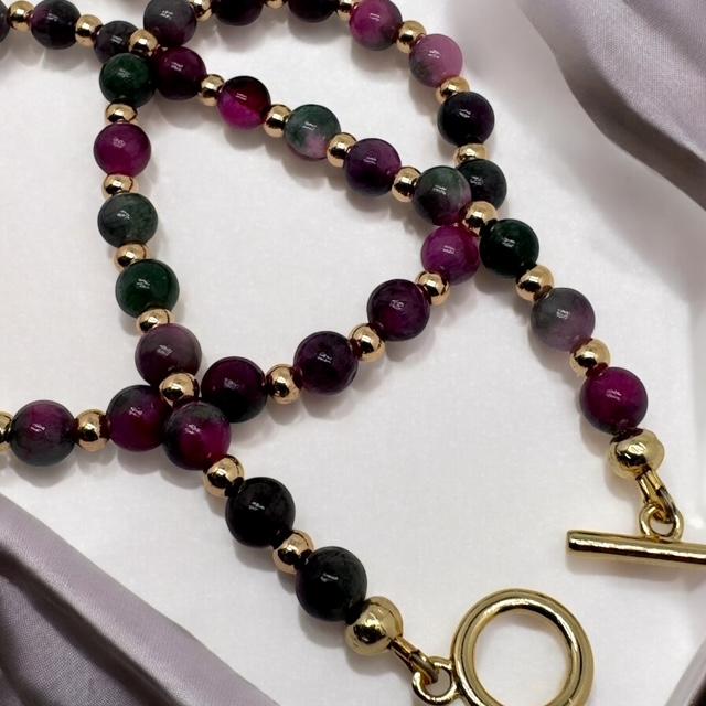 Collier ras du cou en rubis zoisite 2202