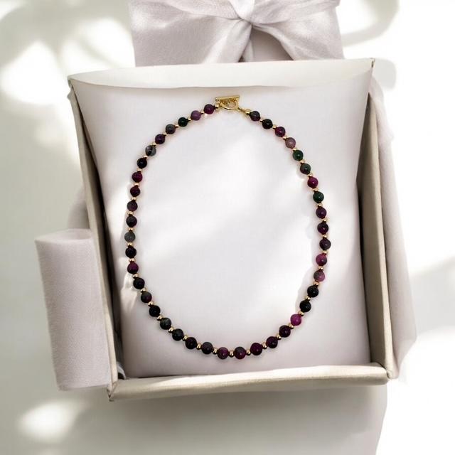 Collier ras du cou en rubis zoisite 2202