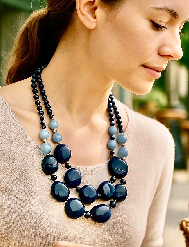 Collier sodalite et perles fantaisies 2195