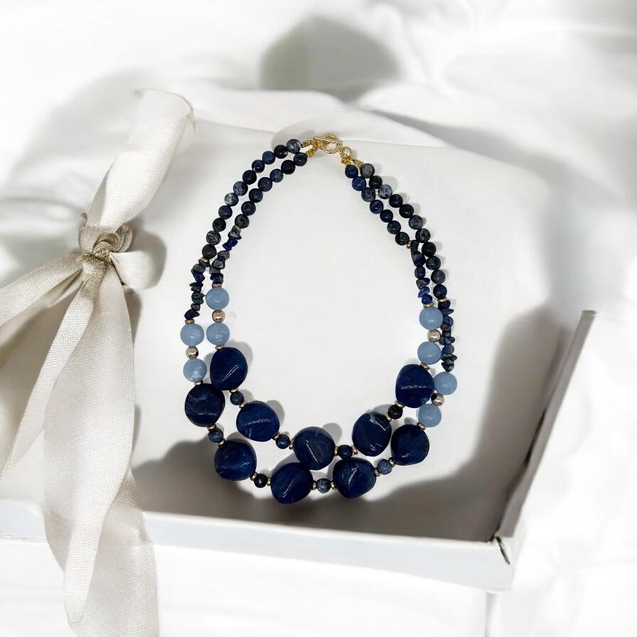 Collier sodalite et perles fantaisies 2195