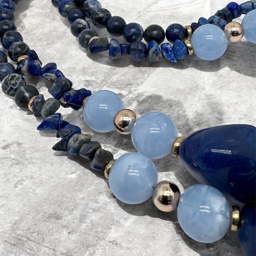 Collier sodalite et perles fantaisies 2195