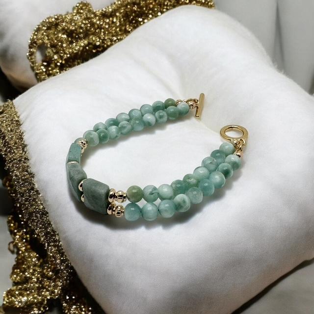 Braclet double rangs en larimar 1142