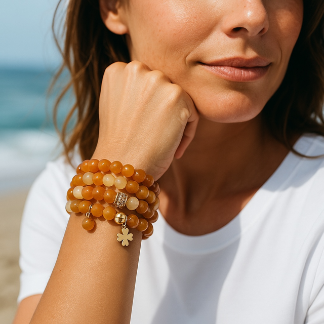 Bracelet manchette aventurine orange naturelle 1171