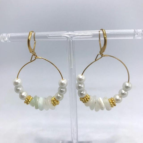 Boucles d'oreilles créoles en nacre 3011