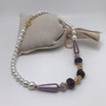 Collier en perles naturelles, cristal taillé mauve 2093