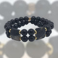 Bracelet double-rangs en obsidienne naturelle 1075
