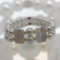 Bracelet double-rangs perles de culture et nacre 1073
