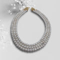 Collier triple rangs,ras de cou en perles de culture 2088
